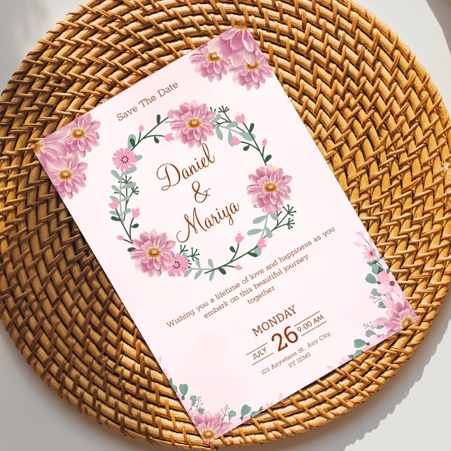 Personnaliser le faire-part de mariage floral (Créateur téléchargé)