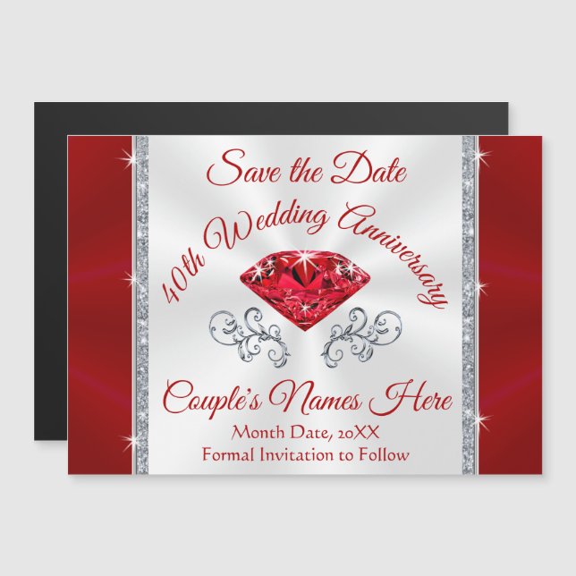 Personnaliser le Magnet Réservez la date du 40e an (Devant / Derrière)