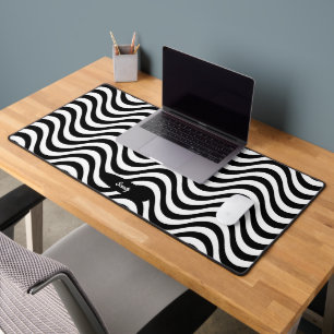 Personnaliser le nom Black White Wavy Stripes Hypn
