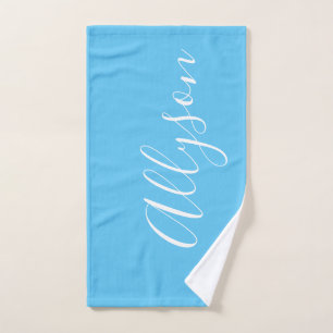 Personnaliser le nom blanc Script vertical, bleu c