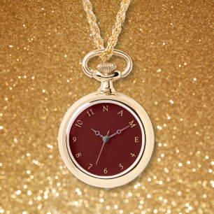 Personnaliser le nom Womens Gold Collier Watch