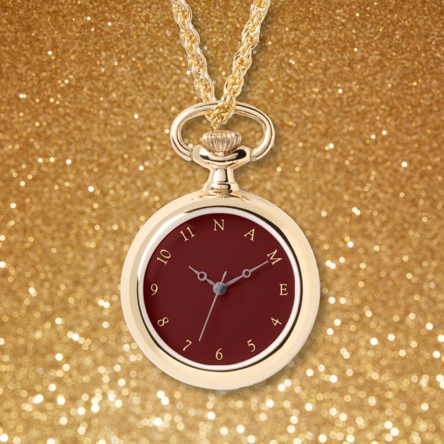 Personnaliser le nom Womens Gold Collier Watch (Custom Personalize Name Womens Gold Necklace Watch)