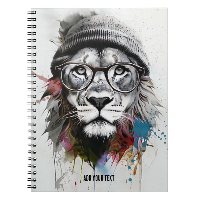 PERSONNALISER : Lion Hipster | Journal carnet (Devant)