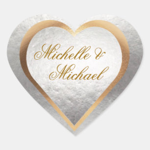 Personnaliser Mariage Gold Silver Coeur Sticker