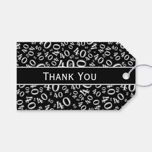 Personnaliser : "Merci" 40e étiquette cadeau d'ann (Devant (Horizontal))
