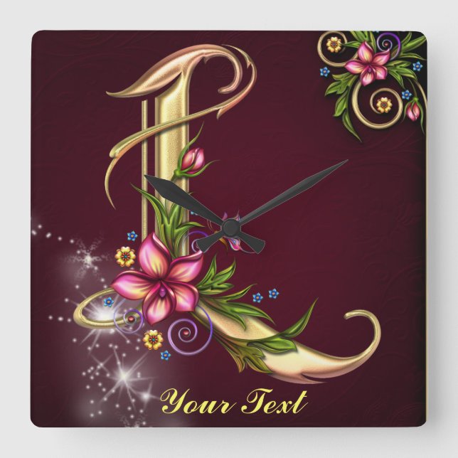 Personnaliser Monogramme L Horloge murale (Recto)