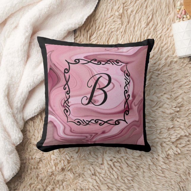 Personnaliser Monogramme Lancer Oreiller Rose Mauv (Couverture)