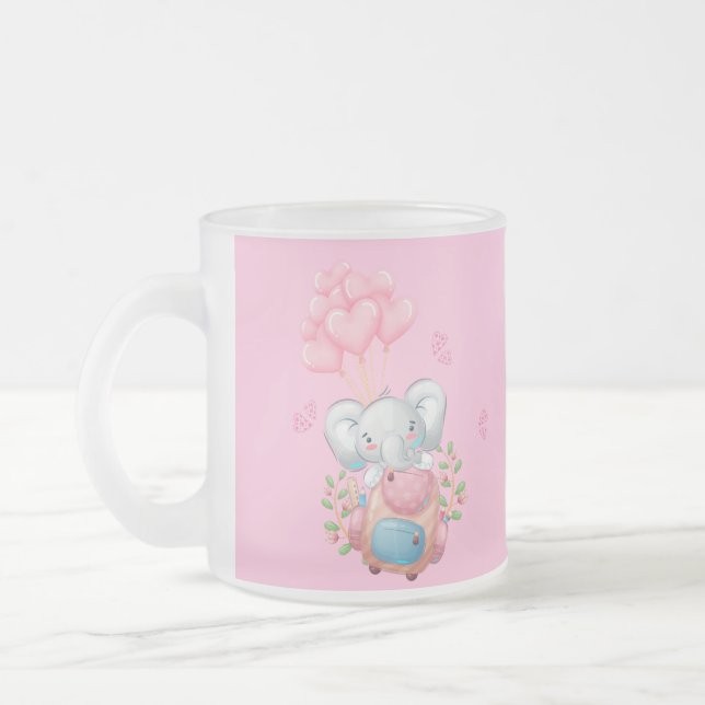 Personnaliser | Mug Éléphant Rose Mignon (Gauche)