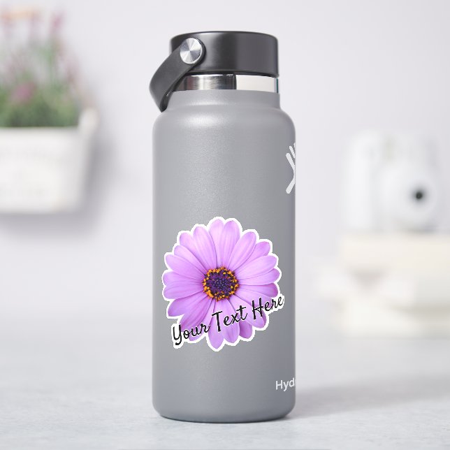 Personnaliser nom fleur design autocollant étiquet (HydroFlask)