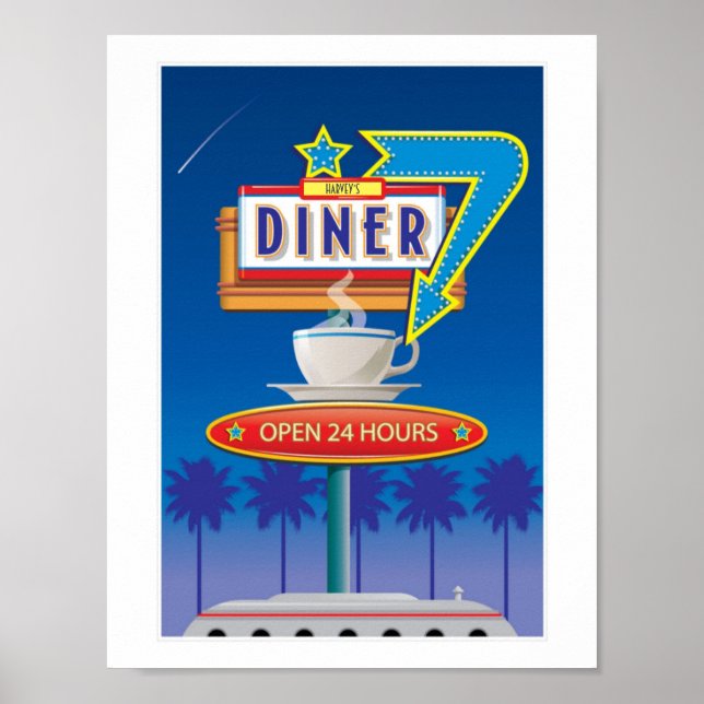 Personnaliser Retro Diner Poster - Harvey's les an (Devant)