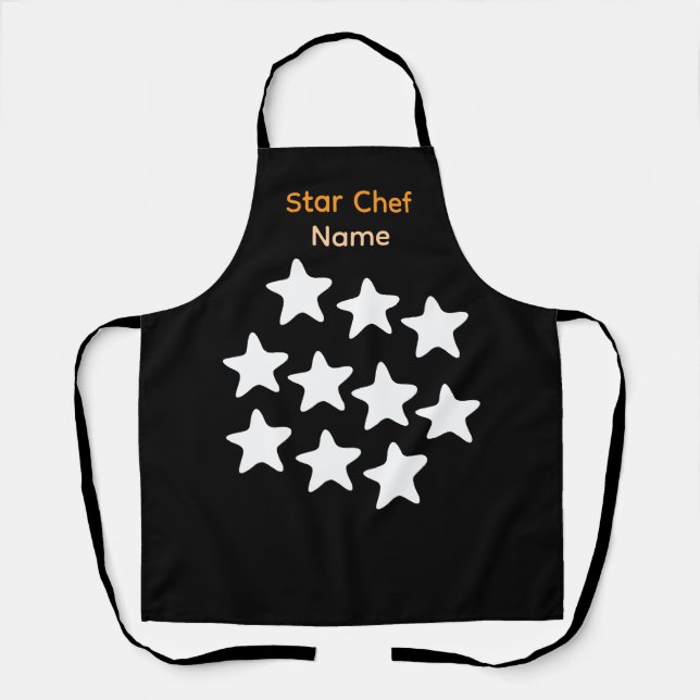 Personnaliser tablier de chef étoile Apron noir sa (Recto)
