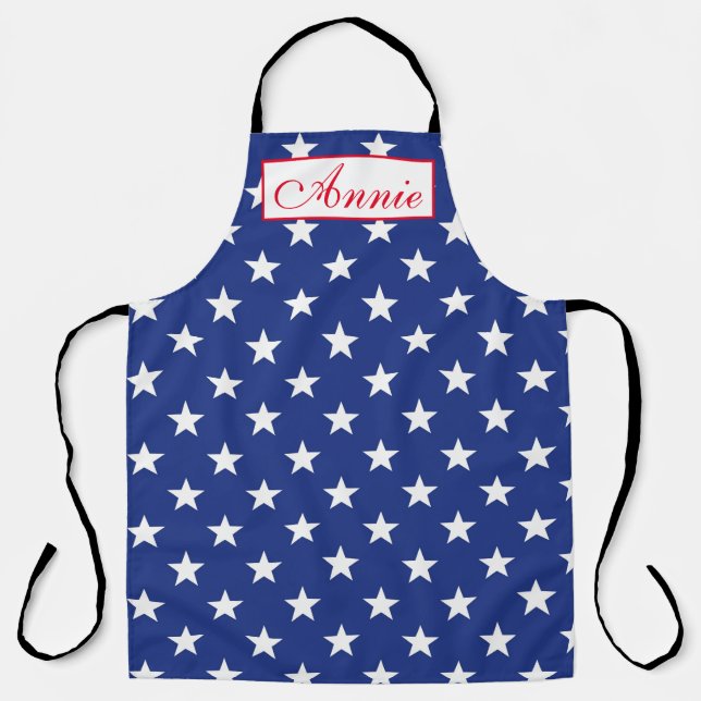 Personnaliser Tablier - Etoiles blanches Bleu BG (Recto)