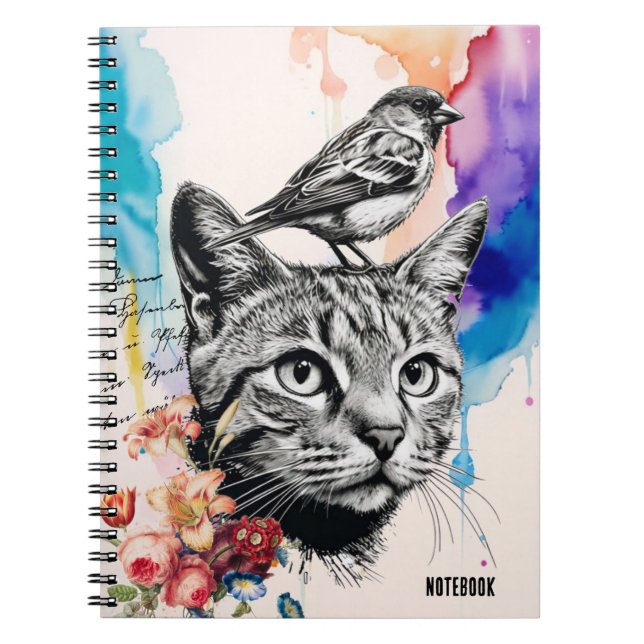 PERSONNALISER : un chat + un oiseau | Journal carn (Devant)
