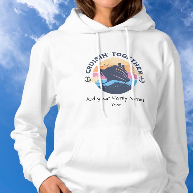 Personnaliser White Family Cruise Sweat - shirt à  (Stylish Hoodie Add family Names)