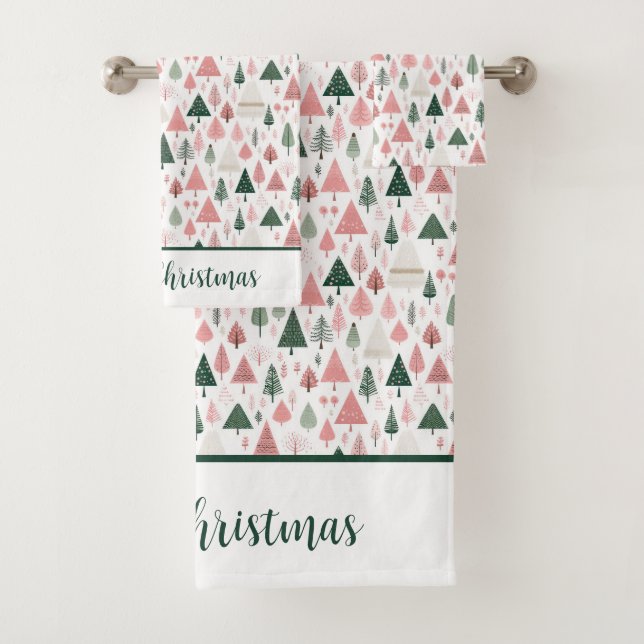 Personnalisez Boho Pink Green Christmas Tree Holid (En situation)