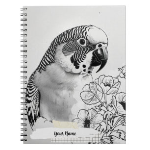 PERSONNALISEZ Cahier de notes perroquet noir et bl