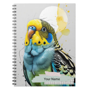 PERSONNALISEZ Cahier Oiseau Perruche Bleu Encre Mo