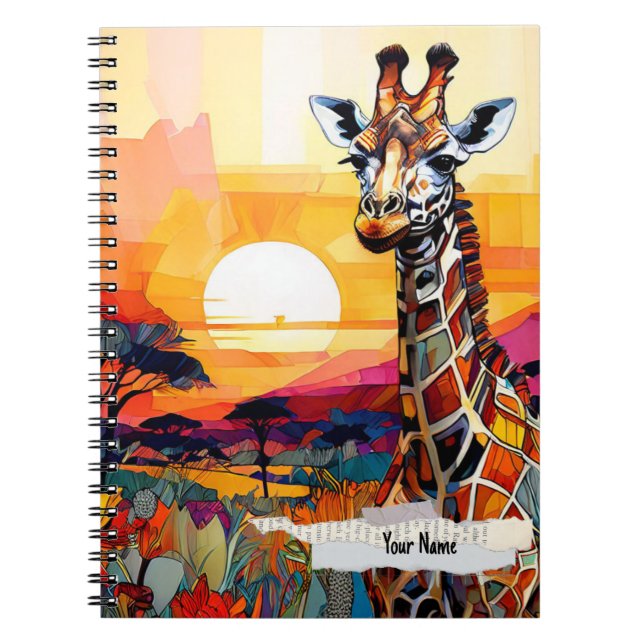 PERSONNALISEZ Carnet de notes Girafe Coucher de so (Devant)