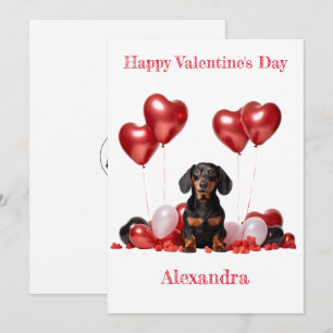 Personnalisez la carte Valentine Dachshund Heart B