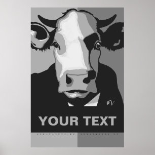 Personnalisez-le Affiche de pop art vache noir et