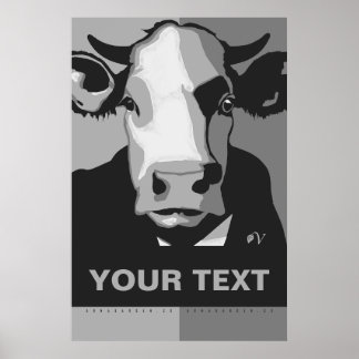 Personnalisez-le Affiche de pop art vache noir et