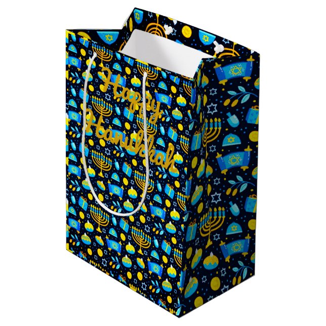 Personnalisez le sac cadeau HANOUKKA Blue Gold (Dos Angle)