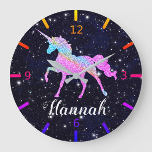 Personnalisez votre grande horloge colorée Unicorn