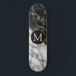 Personnalisez votre lettre Skateboard Marble Stone<br><div class="desc">Tableau de bord en pierre de marbre noir - Ajouter votre lettre / ou année - Âge / nombre / plus</div>