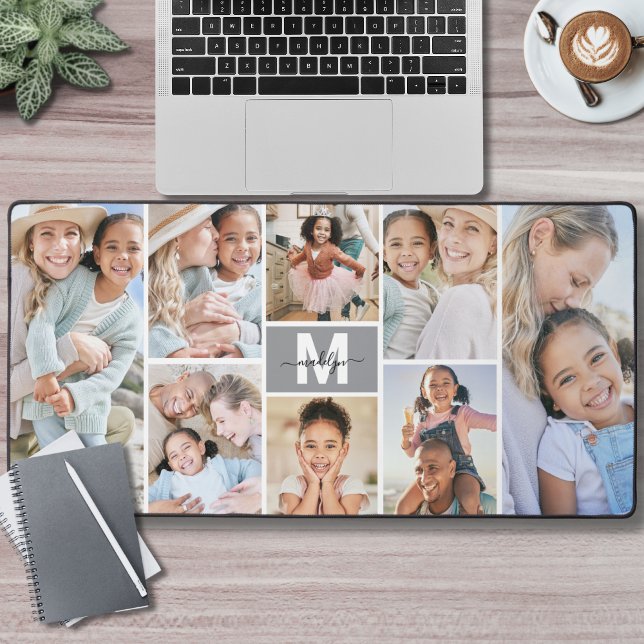 Personnalisez votre propre collection de photos 8 (Custom Make Your Own 8 Photo Collage Desk Mat)