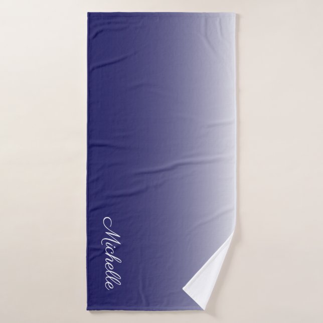 Personnalized gradient ombre navy blue (Serviette de bain)