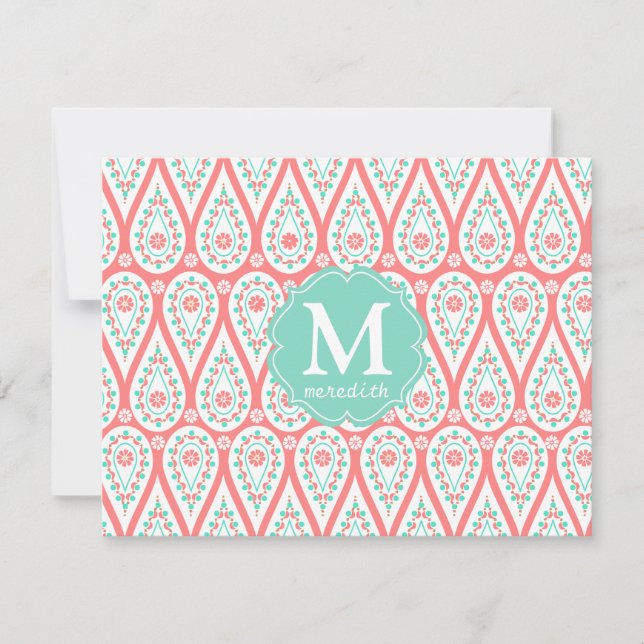 Personnalized moderne Damask Coral Paisley (Devant)
