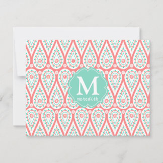 Personnalized moderne Damask Coral Paisley