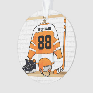 Personnalized orange et blanc hockey Jersey