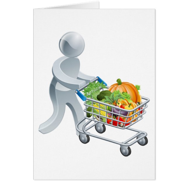 Personne poussant le chariot avec des légumes (Devant)