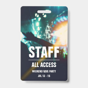 Personnel Badge Pass Tout Accès au Concert