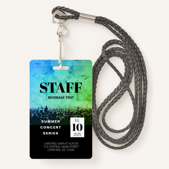 Personnel Personnalisé Tous Accès Badge De Concert (Devant avec lanière)