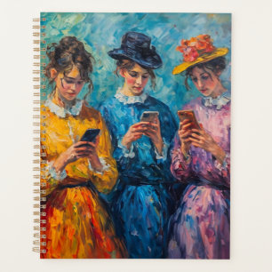 Personnes du 19e siècle utilisant des smartphones