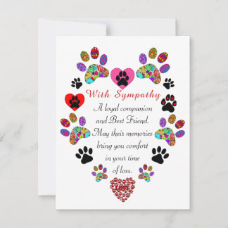 Perte d'une carte de sympathie du coeur de chien o