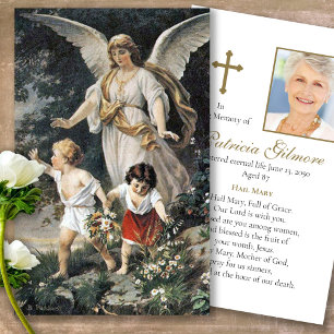 Perte funéraire Angel Photo Prière Sympathie Carte