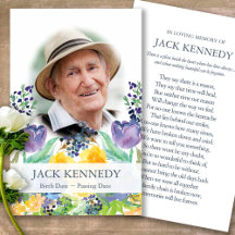 Perte funéraire Floral Photo Prière Sympathy Carte