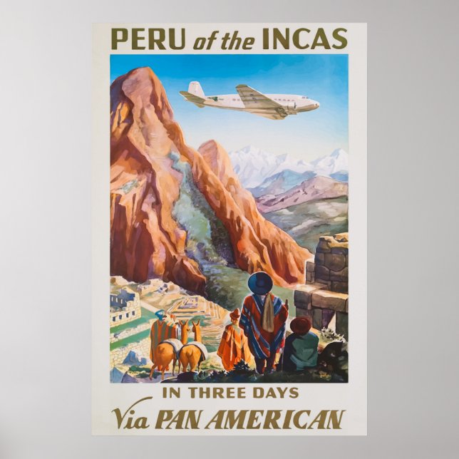 Peru of the Incas Vintage Travel Poster (Devant)