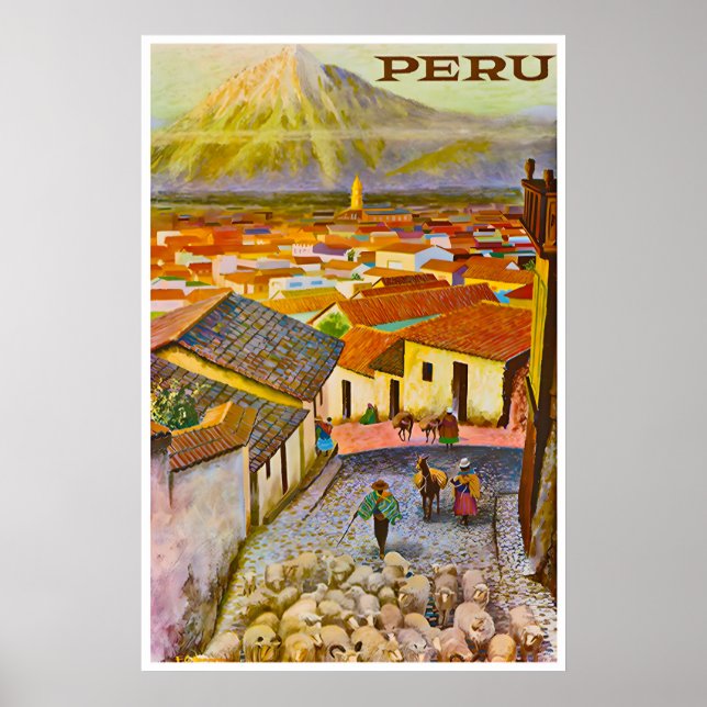 Peru Print Travel Poster Peruvian Art (TR14)a (Devant)