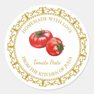 Pesto de tomate maison vintage Étiquette l Blanc