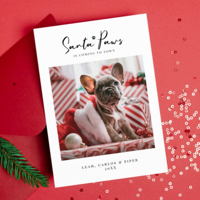 Pet Christmas Photo Card "Santa Paws" Flat Card (Créateur téléchargé)