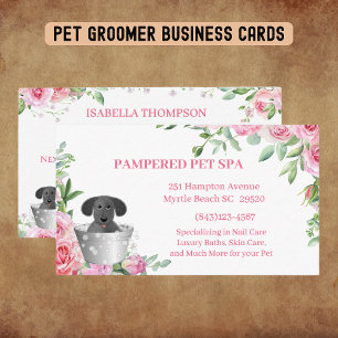 Pet Groomer rose Floral Carte de visite de rendez-
