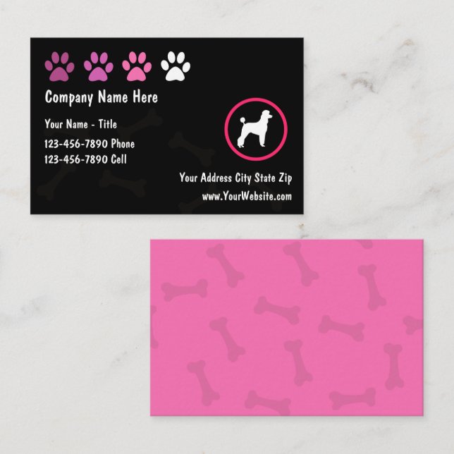 Pet Grooming Cool Cartes de visite tendance (Devant / Derrière)