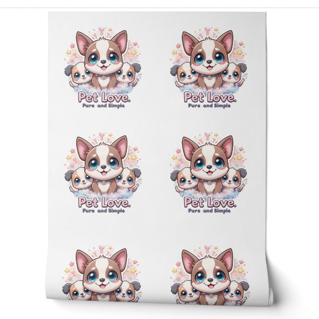 Pet Love Pure et Simple mignon Mur Chiot Art Mural (Déroulement)