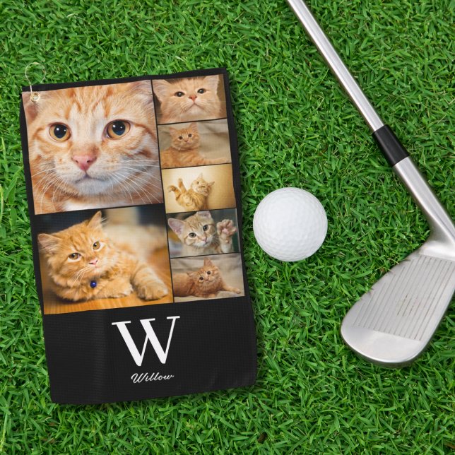 Pet Photo Collage Monogramme Nom Golf Serviette (Créateur téléchargé)