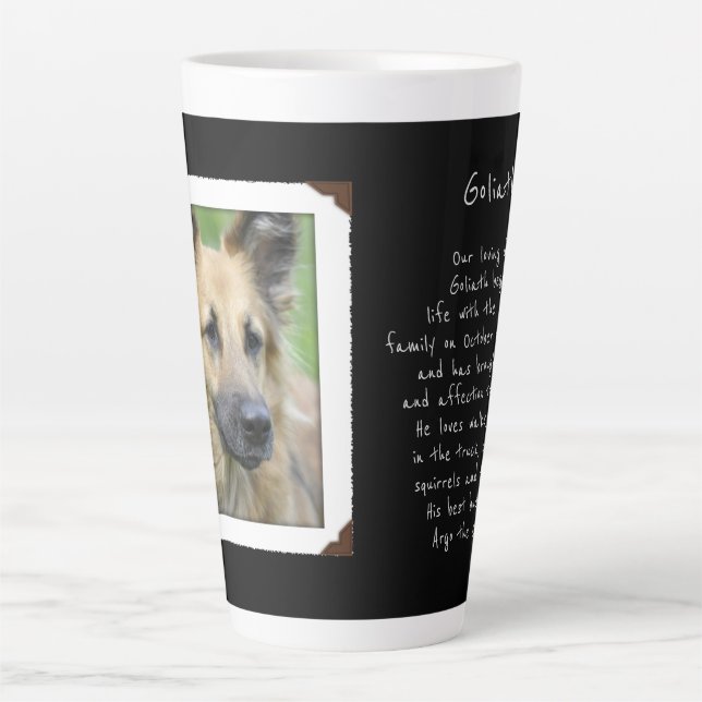 Pet Photo Dedication Mémoire Libellé Latte Mug (Devant)