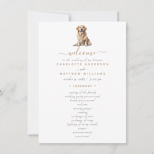 Pet Simple Black & Gold Text Wedding Programme de  (Devant)